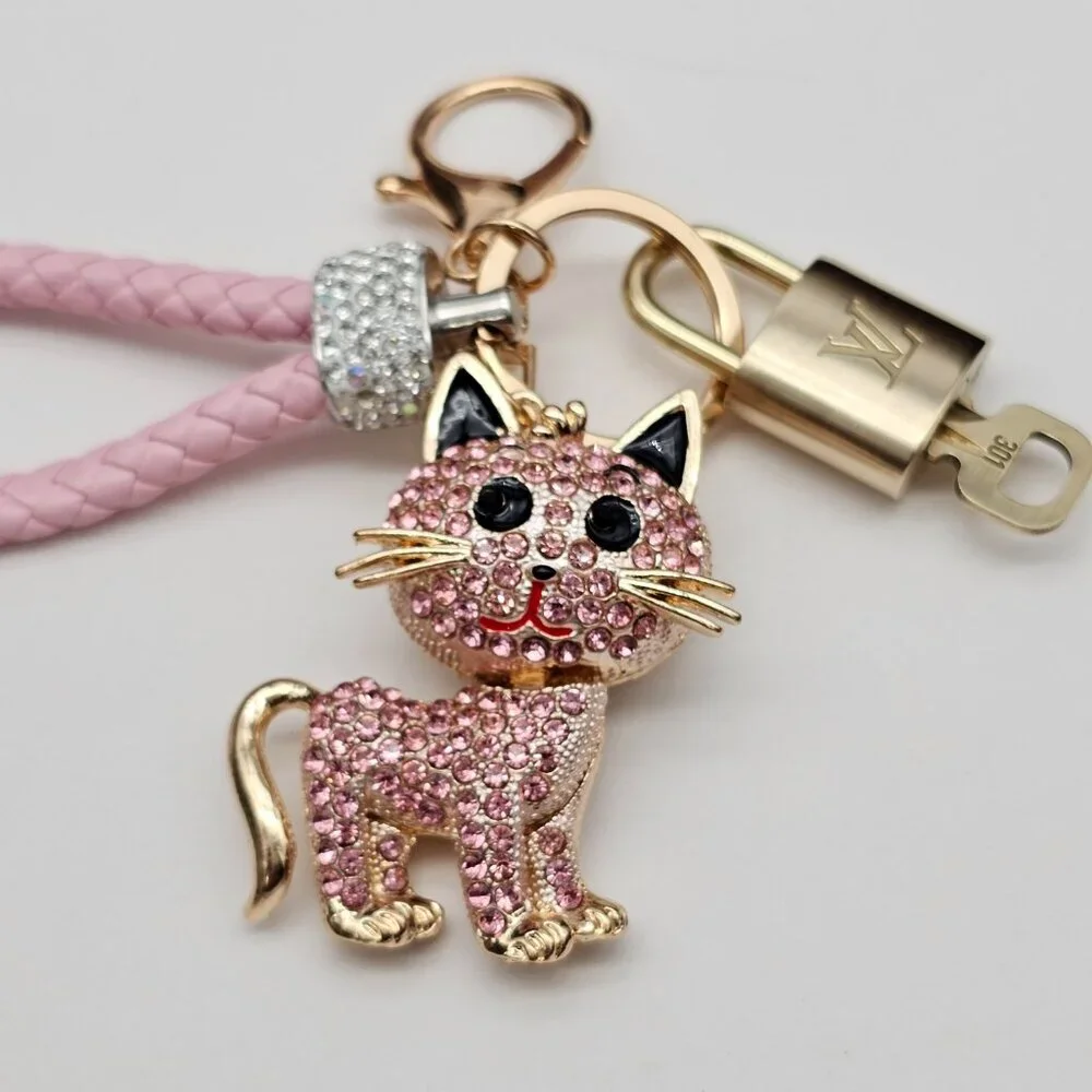 Louis Vuitton Gold Padlock 🔒 Key Set Authentic LV w/ Unbranded Cat Keychain